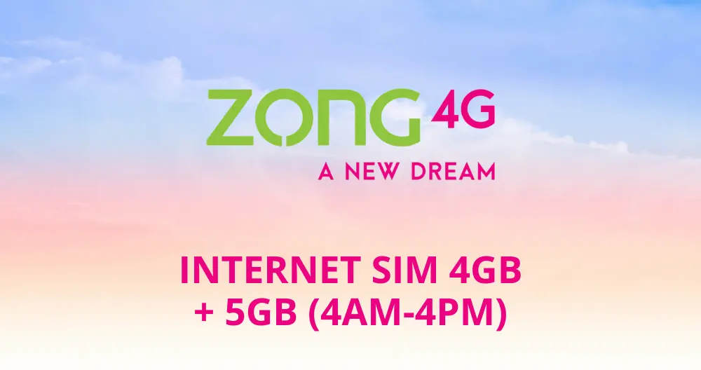 Internet SIM 4GB + 5GB (4AM-4PM)