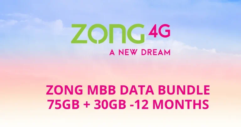 Zong MBB Data Bundle 75GB + 30GB-12 Months