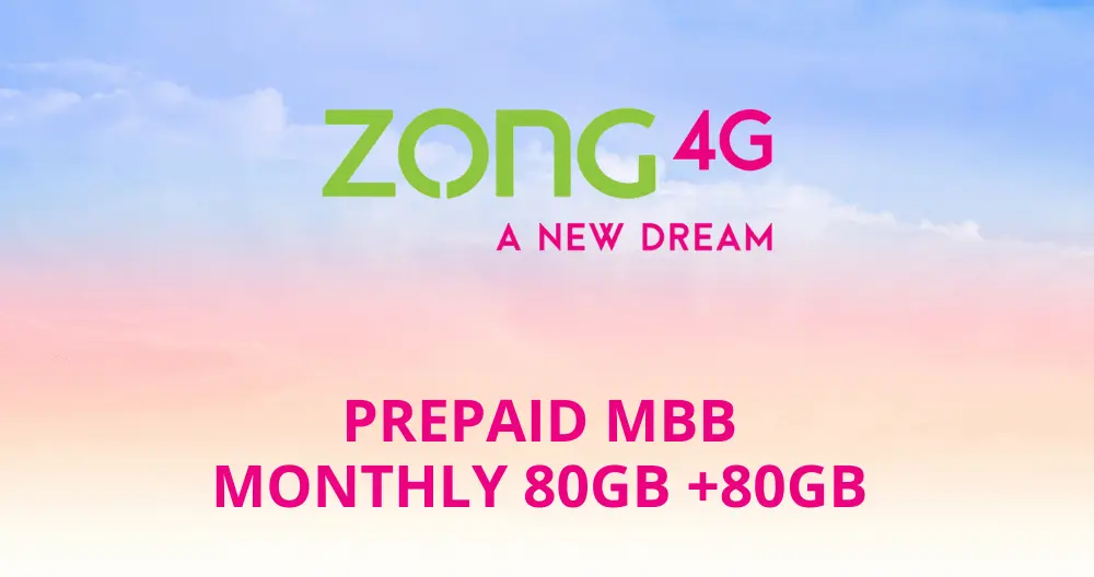 Zong Prepaid MBB Monthly 80GB-80GB